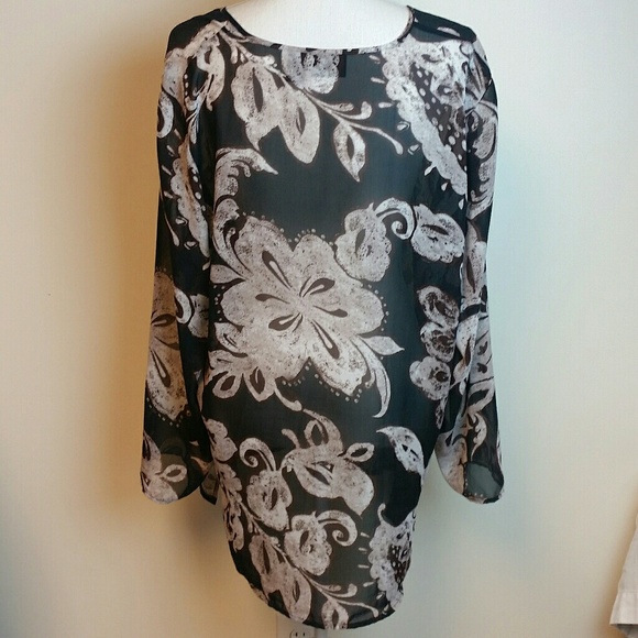 Additions by Chicos sheer fall brown floral tunic - Picture 5 of 7